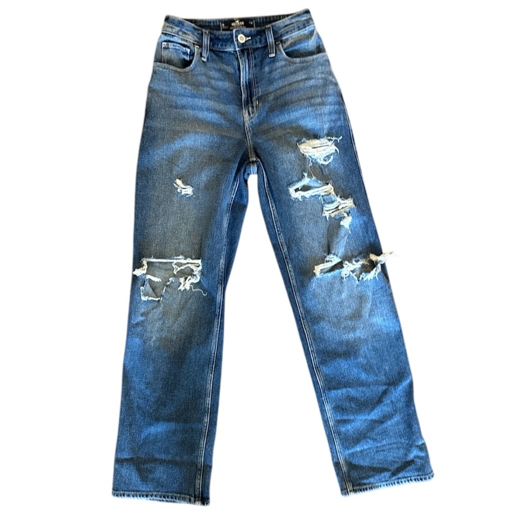 Hollister Ultra High-Rise Dad Jean Med Wash Vintage Stretch Distressed Size 25R
